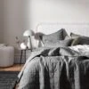 Chambray Coverlet - Smoke 2 Chambray Coverlet - Smoke -Household Items Discount chambray fringe bedcover smoke 01