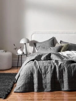 Easton Dome Table Lamp In Grey 9 Easton Dome Table Lamp In Grey -Household Items Discount chambray fringe bedcover smoke 01 1