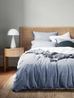 Chambray Fringe Quilt Cover - Denim