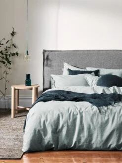 Chambray Fringe Quilt Cover - Mineral