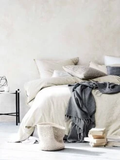 Chambray Fringe Quilt Cover - Natural -Household Items Discount chambray fringe bedlinen natural 1 6