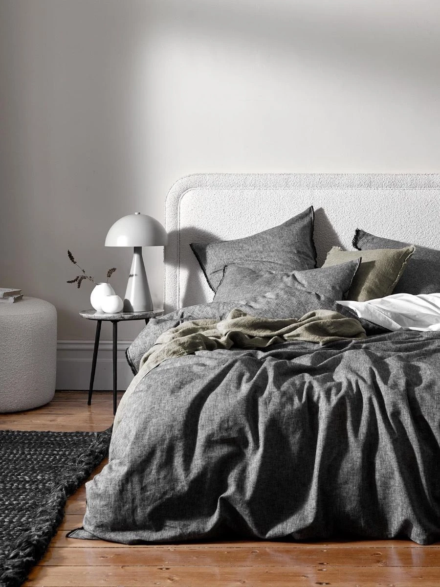 Chambray Fringe Quilt Cover - Smoke 3 Chambray Fringe Quilt Cover - Smoke