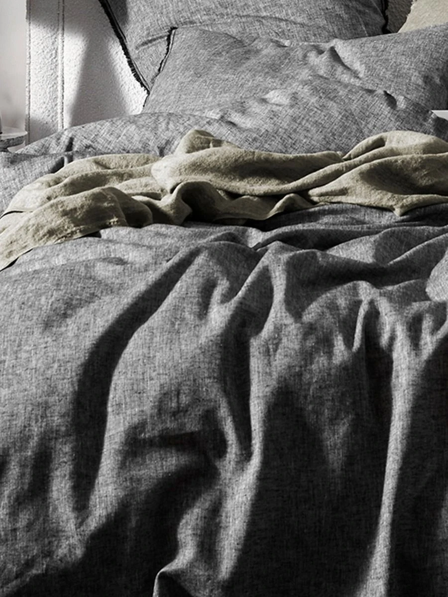 Chambray Fringe Quilt Cover - Smoke 4 Chambray Fringe Quilt Cover - Smoke - Image 2