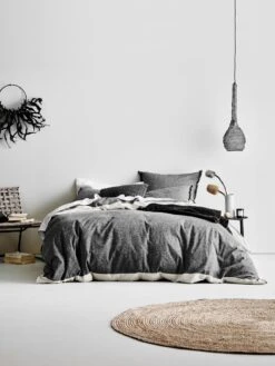 Household Items Discount -Household Items Discount chambray fringe border bedlinen black 2