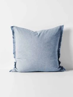 Chambray Fringe European Pillowcase - Denim