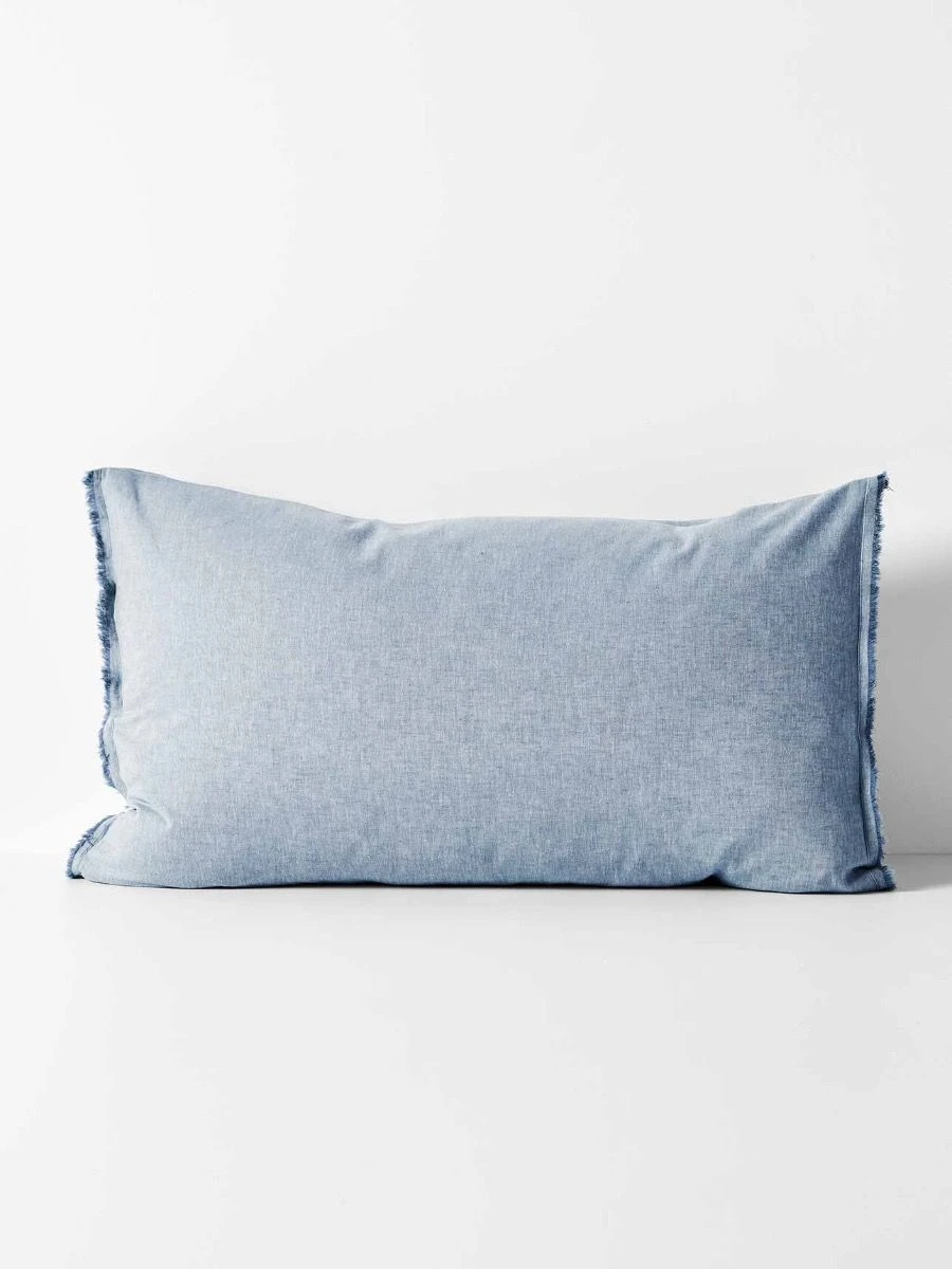 Chambray Fringe Standard Pillowcase - Denim 3 Chambray Fringe Standard Pillowcase - Denim