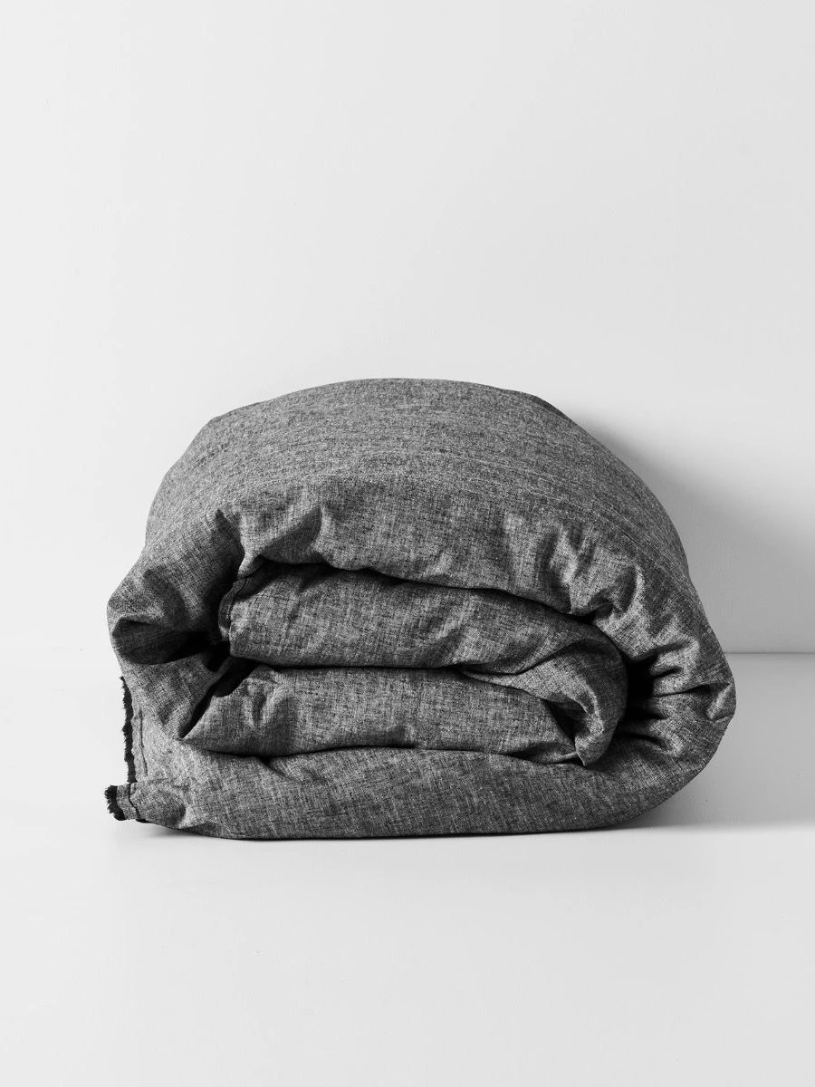 Chambray Fringe Quilt Cover - Smoke 5 Chambray Fringe Quilt Cover - Smoke - Image 3