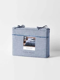 Chambray Fringe Quilt Cover - Denim -Household Items Discount chambray fringe quiltcover packaging denim 2