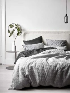 Chambray Quilted Quilt Cover - Dove