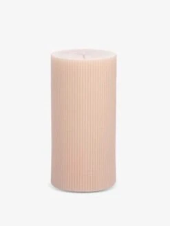Fluted Large Pillar Candle - Nude