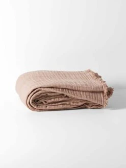 Crinkle Bed Cover - Pink Clay -Household Items Discount crinkle throw pink clay