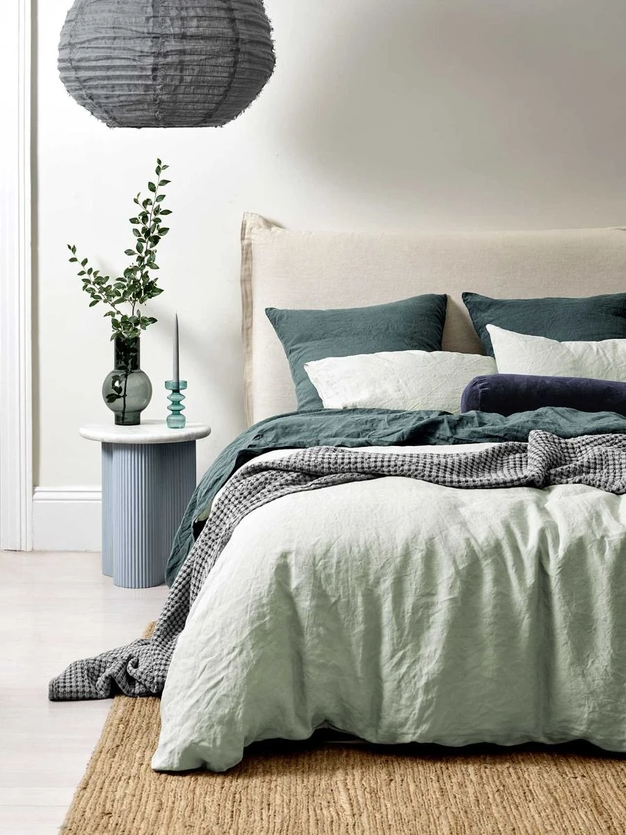 Emile Pure Linen Quilt Cover - Mineral 3 Emile Pure Linen Quilt Cover - Mineral