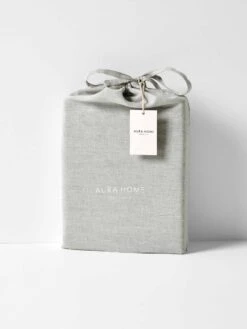 Emile Linen Fitted Sheet - Glacier 7 Emile Linen Fitted Sheet - Glacier -Household Items Discount emile pure linen flat sheet glacier packaging 2