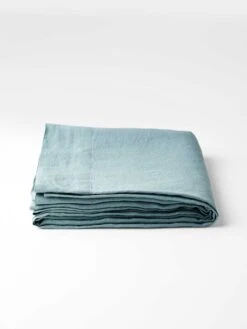 Emile Linen Flat Sheet - Aegean Blue -Household Items Discount emile sheets aegean blue 3 1