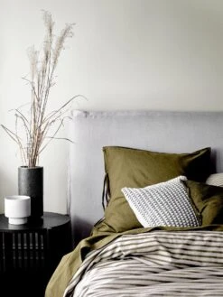 Vittoria Flanged Bedhead In Sandstone Pebble - Queen -Household Items Discount heirloom bedlinen khaki detail 4