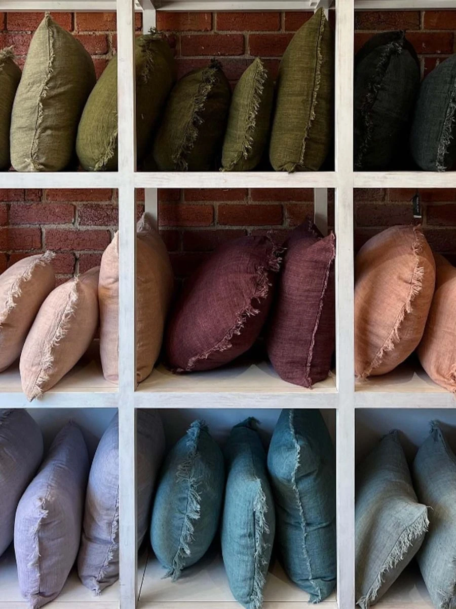 Vintage Linen Fringe 45cm Round Cushion - Shell 3 Vintage Linen Fringe 45cm Round Cushion - Shell