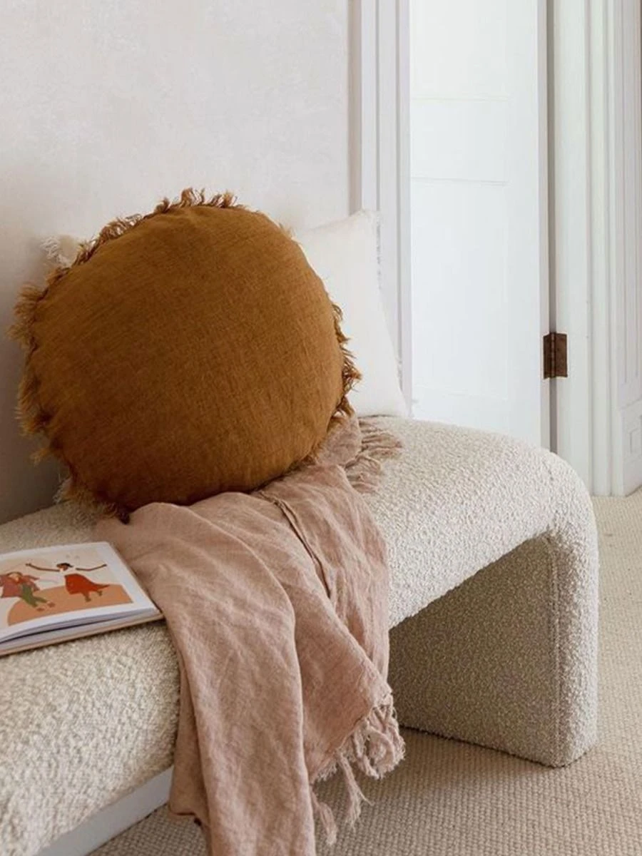 Vintage Linen Fringe Throw - Clay - Image 2