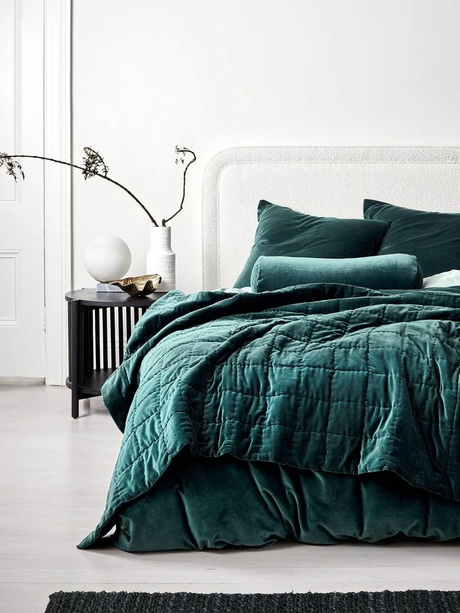 Luxury Velvet Coverlet - Indian Teal 3 Luxury Velvet Coverlet - Indian Teal