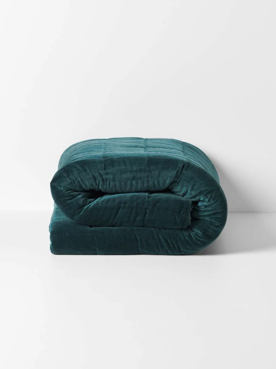 Luxury Velvet Coverlet - Indian Teal 5 Luxury Velvet Coverlet - Indian Teal - Image 3
