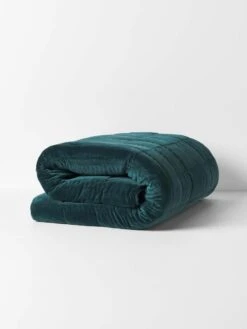 Luxury Velvet Coverlet - Indian Teal 12 Luxury Velvet Coverlet - Indian Teal -Household Items Discount luxury velvet bedcover indian teal folded 2
