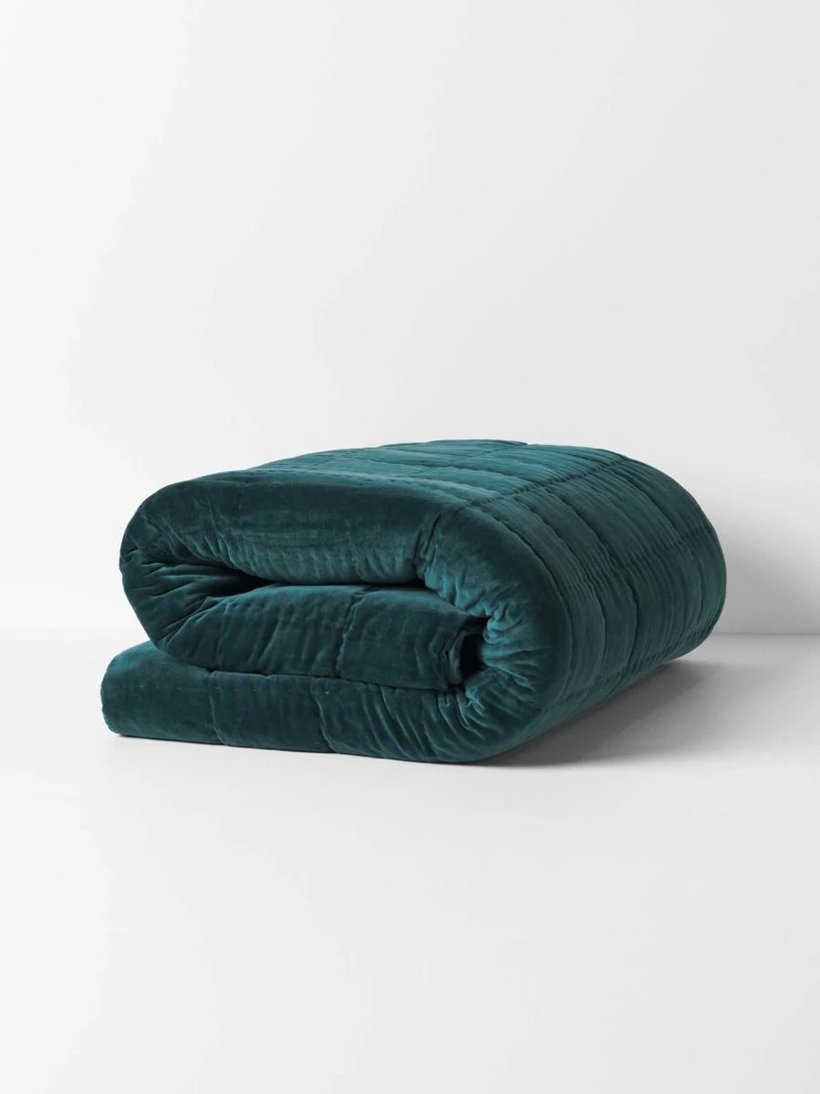 Luxury Velvet Coverlet - Indian Teal 6 Luxury Velvet Coverlet - Indian Teal - Image 4