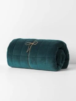 Luxury Velvet Coverlet - Indian Teal 13 Luxury Velvet Coverlet - Indian Teal -Household Items Discount luxury velvet bedcover indian teal rolled