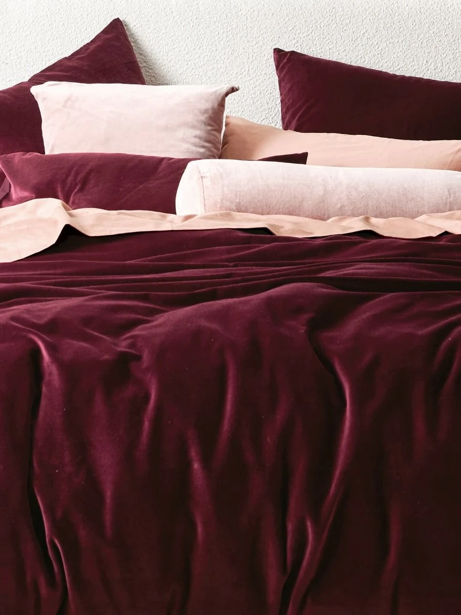 Luxury Velvet Quilt Cover - Merlot 4 Luxury Velvet Quilt Cover - Merlot - Image 2