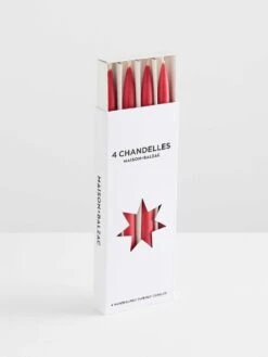 Chandelles 4Pk Tapered Candles - Rouge
