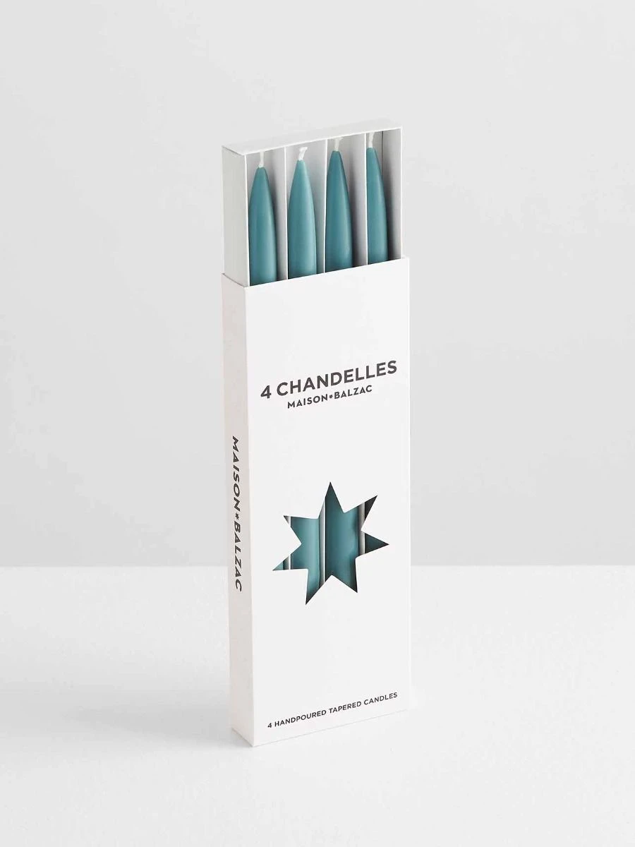 Chandelles 4Pk Tapered Candles - Teal 3 Chandelles 4Pk Tapered Candles - Teal