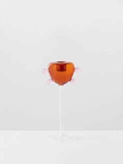 Grand Pompom Candleholder - Amber -Household Items Discount maison balzac grand pompom candle holder clear with amber pink 1