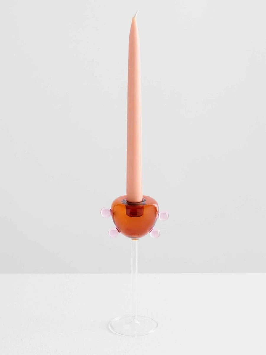 Grand Pompom Candleholder - Amber