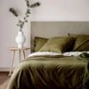 Maison Vintage Quilt Cover - Khaki -Household Items Discount maison vintage bedlinen khaki close 3