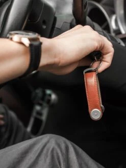 Leather Key Organiser - Cognac -Household Items Discount orbitkey leather cognac tan stitching 4