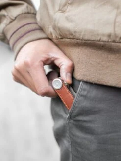 Leather Key Organiser - Cognac -Household Items Discount orbitkey leather cognac tan stitching 5