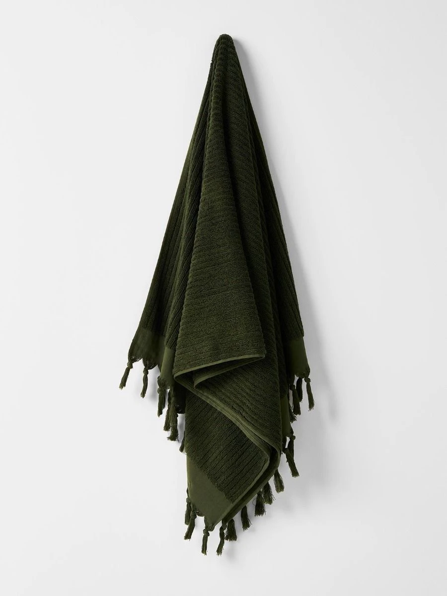Paros Rib Bath Towel - Olive Night 3 Paros Rib Bath Towel - Olive Night