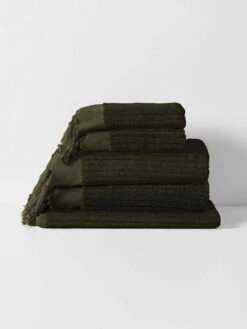 Paros Rib Bath Towel Set - Olive Night