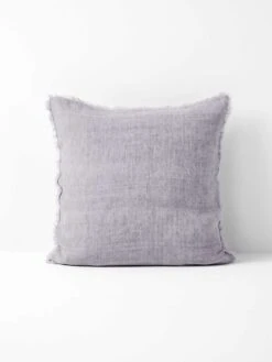 Vintage Linen Fringe Cushion - Lavender