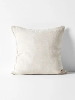 Vintage Linen Fringe Cushion - Sand