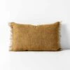 Vintage Linen Fringe Rectangle Cushion - Bronze -Household Items Discount vintage linen fringe rectanlge cushion bronze 1
