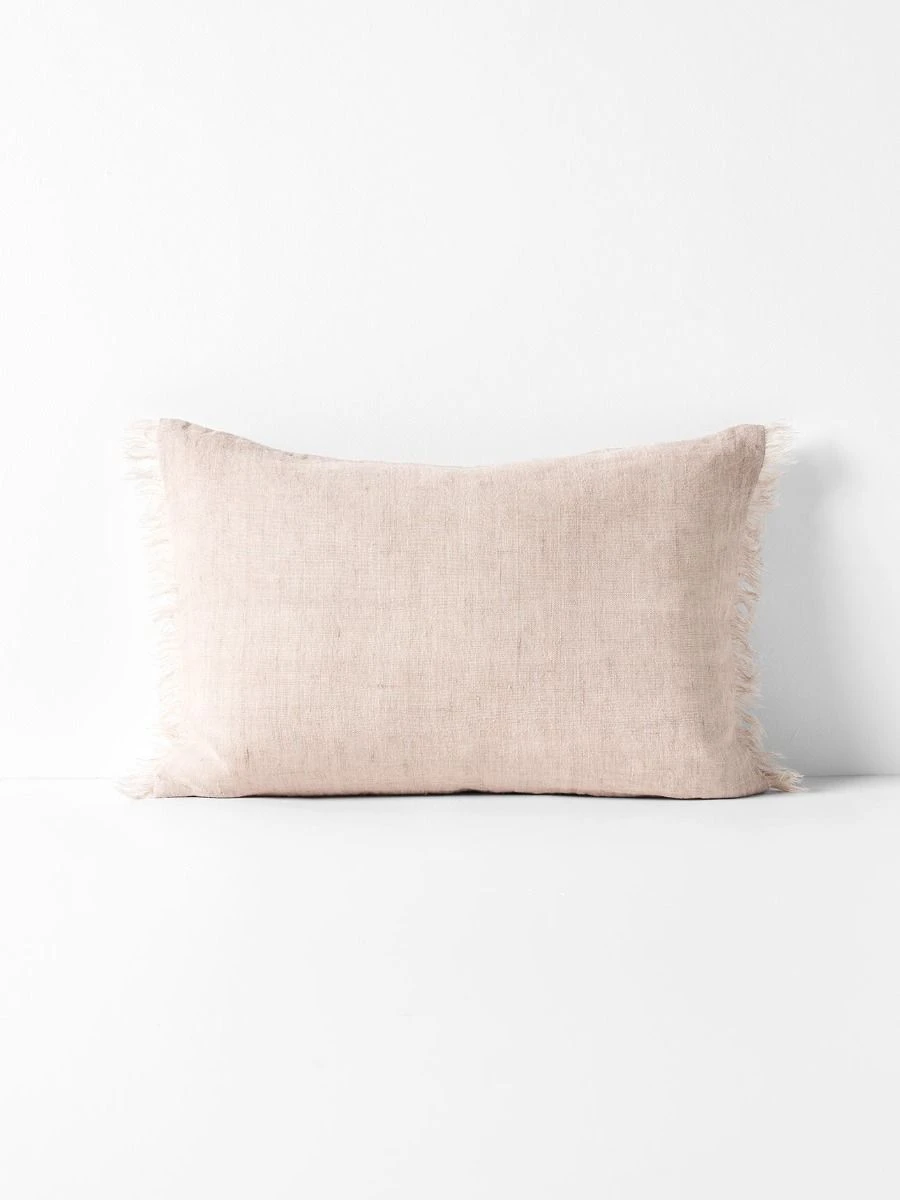 Vintage Linen Fringe Rectangle Cushion - Shell - Image 2