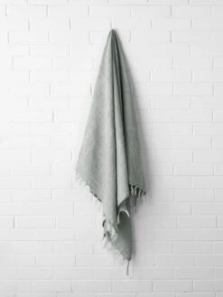 Vintage Linen Fringe Throw - Limestone