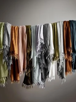 Vintage Linen Fringe Throw - Clay -Household Items Discount vintage linen fringe throws 3