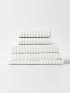 Waffle Bath Towel Set - White